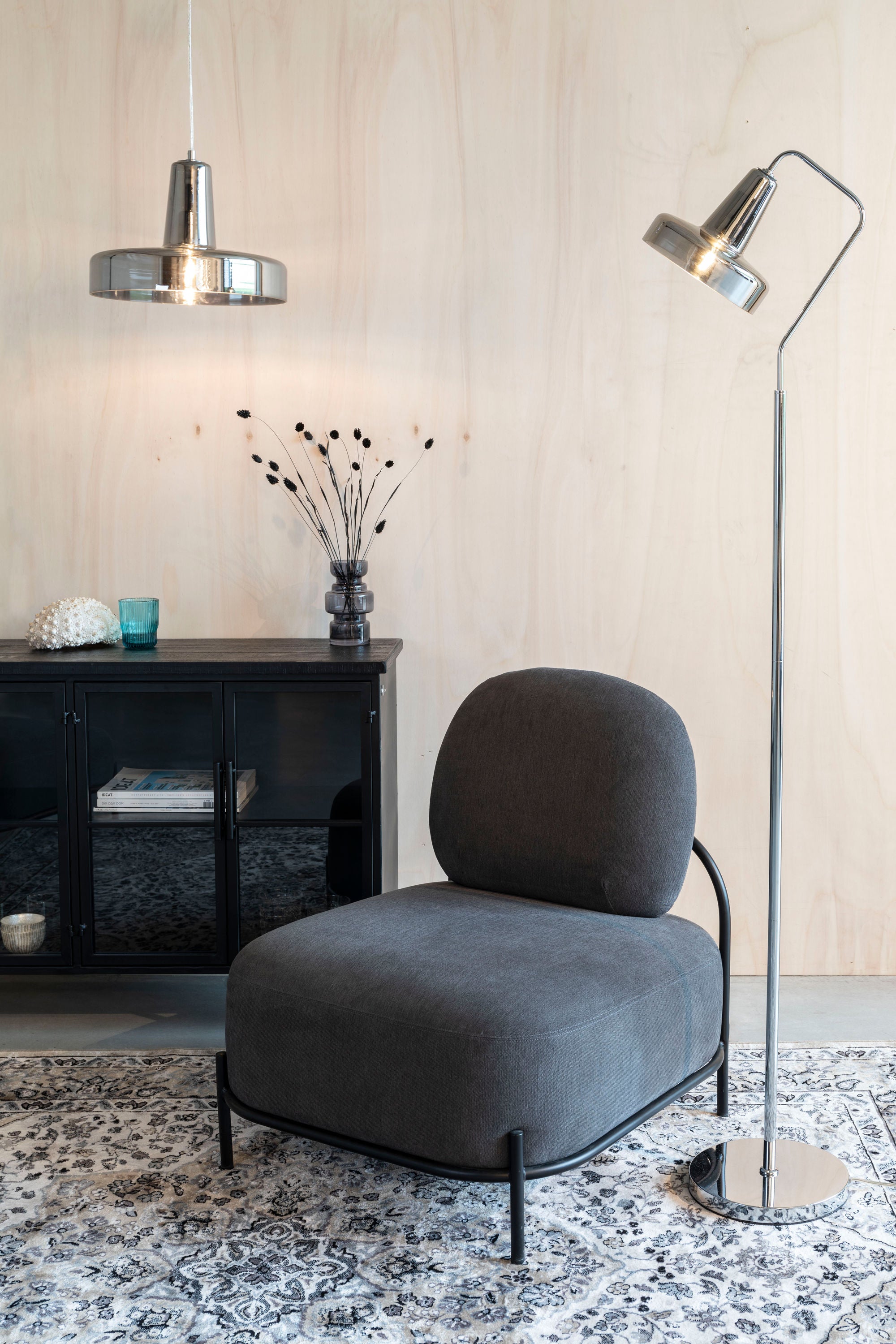 Anshin Smoke Glass Floor Lamp